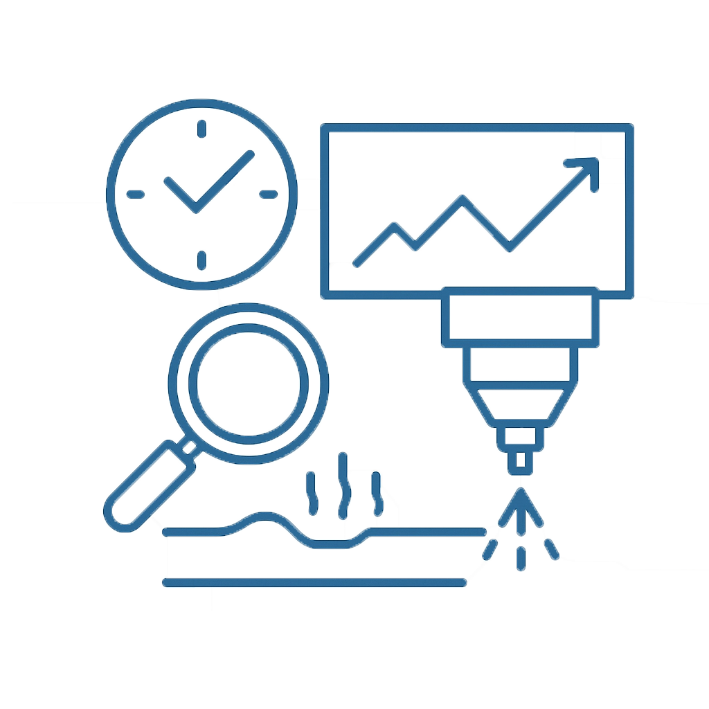 representing in-process inspection including dimension trend monitoring, edge overheating detection, and equipment condition checks.