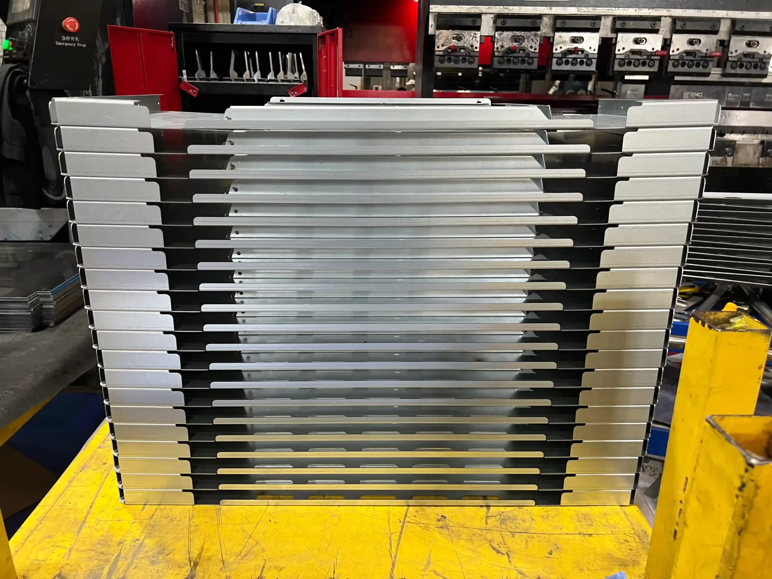 Close-up of formed bent product