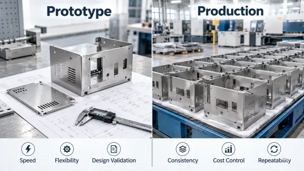 Prototype versus production orders in sheet metal fabrication
