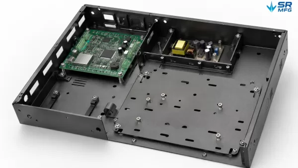Internal mounting design with PCB standoffs and cable routing inside a smart home control enclosure