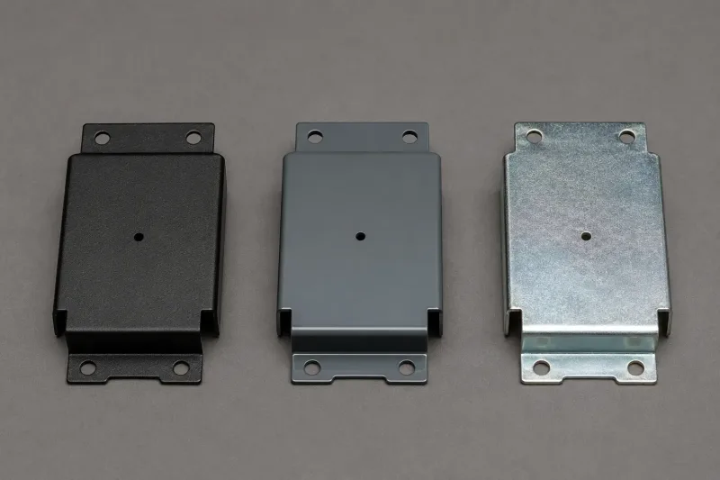 Comparison of powder coating wet paint and metal plating on sheet metal samples