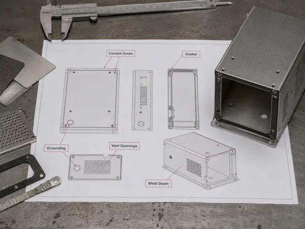 Engineering drawing requirements for an EMI shielding sheet metal enclosure