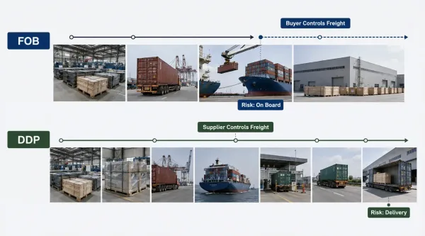 FOB versus DDP comparison for sheet metal shipments from China