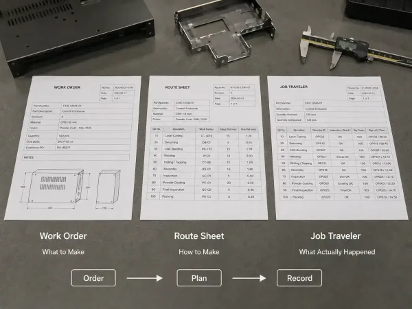 Material lot and heat number traceability using a job traveler