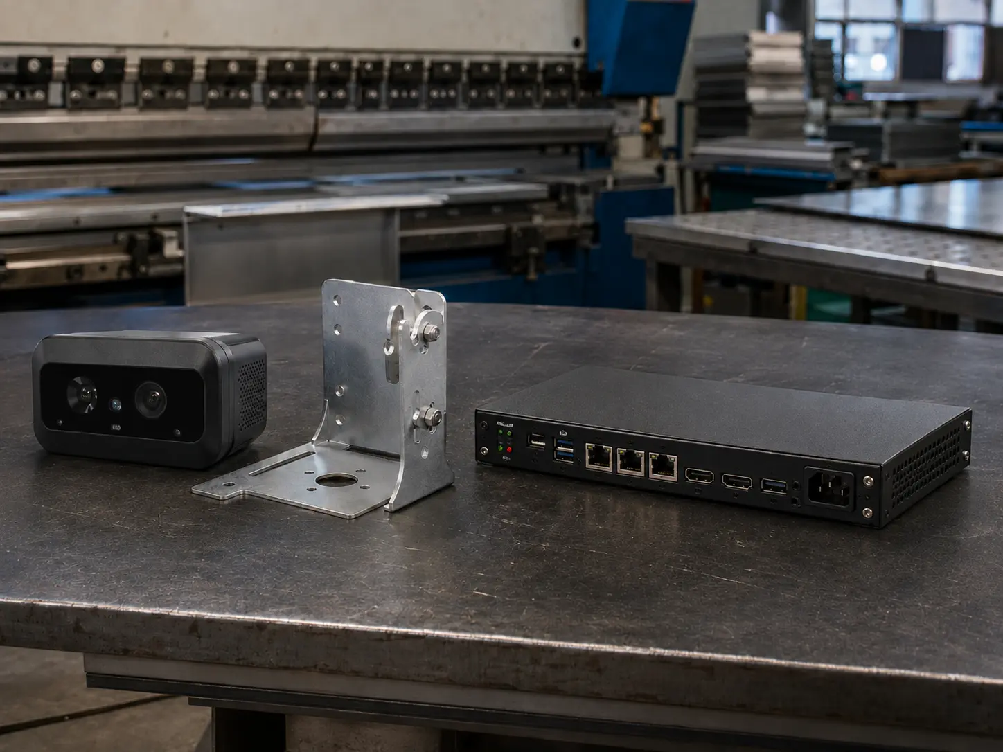 TOF people counter bracket showing how a one-degree bend error shifts the detection area