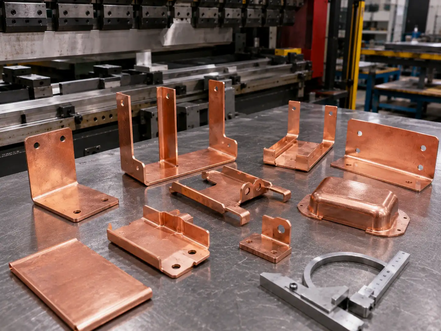 T2 and T3 pure copper sheet parts showing bending and forming performance