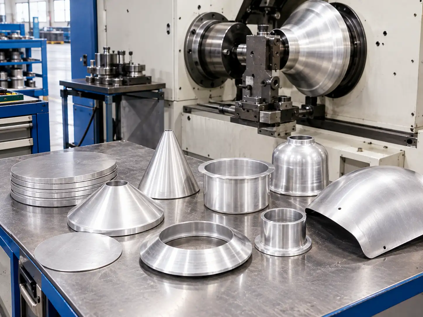 AA 1060 and AA 1100 aluminum parts formed by metal spinning in sheet metal fabrication