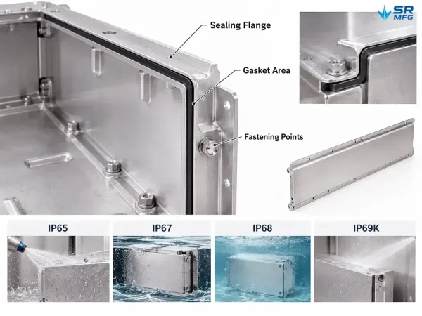 Sealing structure and IP protection levels for EV battery box side panels