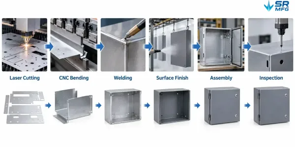 Sheet metal manufacturing process for custom solar combiner box enclosures