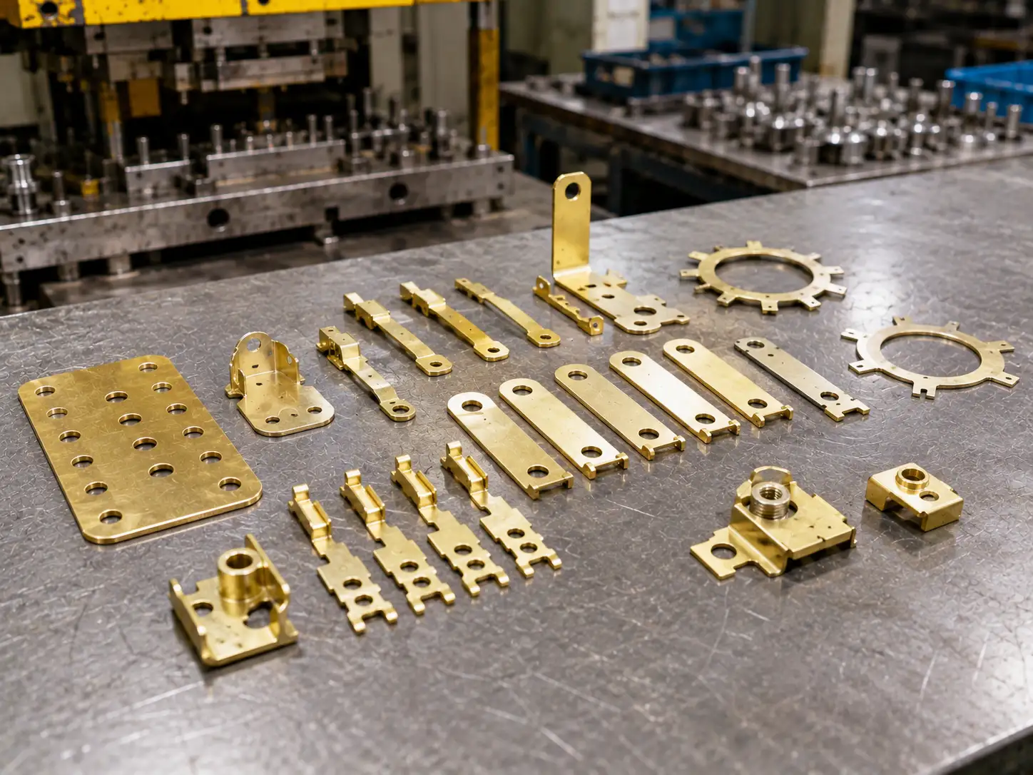 H68 and H70 brass parts showing stamping and blanking quality in sheet metal fabrication