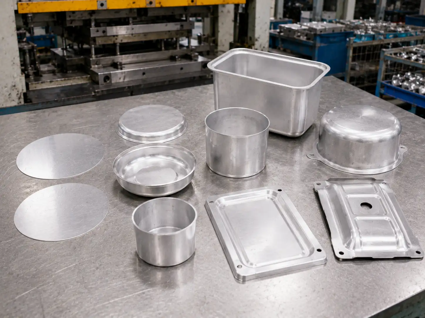 AA 1060 and AA 1100 aluminum parts showing stamping and deep drawing applications