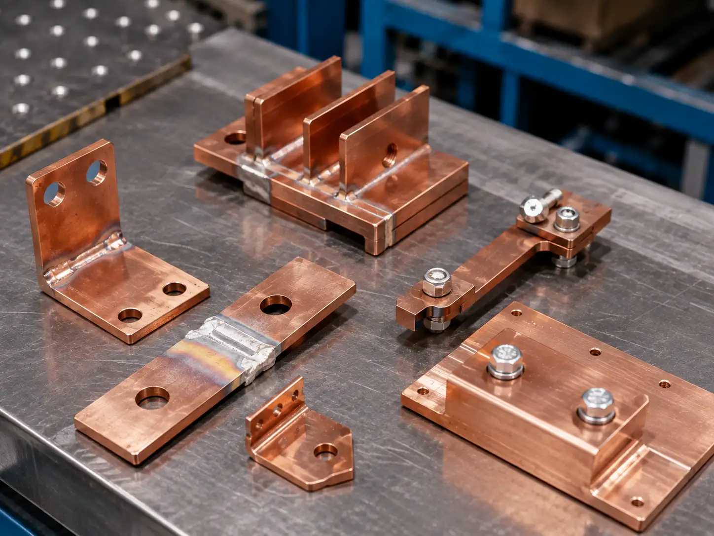 T2 and T3 pure copper parts assembled by brazing soldering and mechanical fastening