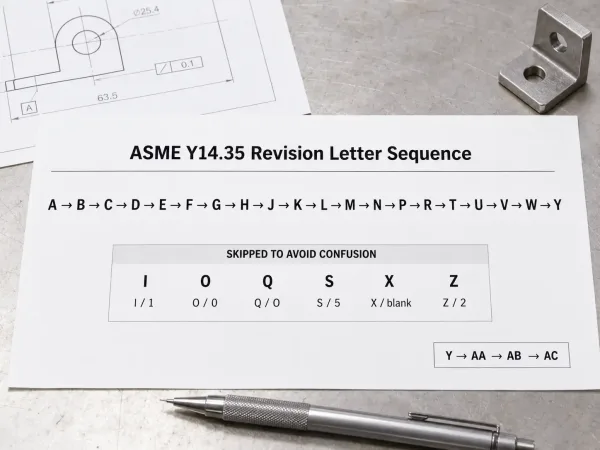 ASME Y14.35 engineering drawing revision letter sequence