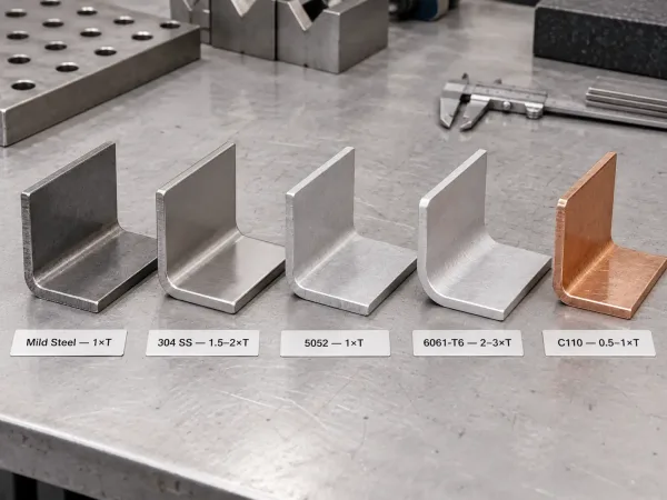 Minimum bend radius comparison for steel stainless aluminum and copper