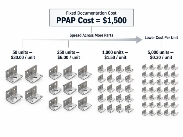 Per-unit documentation cost changes with order quantity in OEM fabrication
