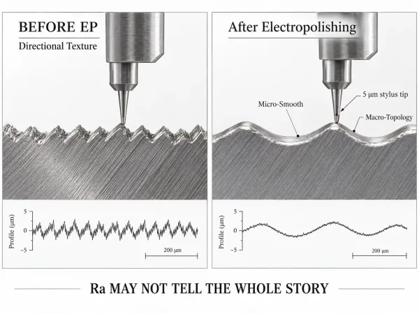Profilometer measurement behavior on an electropolished surface