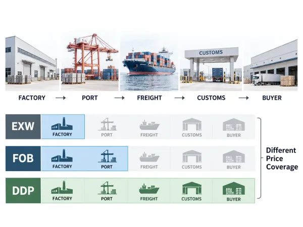 EXW vs FOB vs DDP total price comparison for manufacturing orders