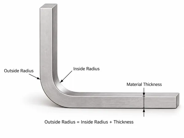 Inside radius versus outside radius on a bent sheet metal part