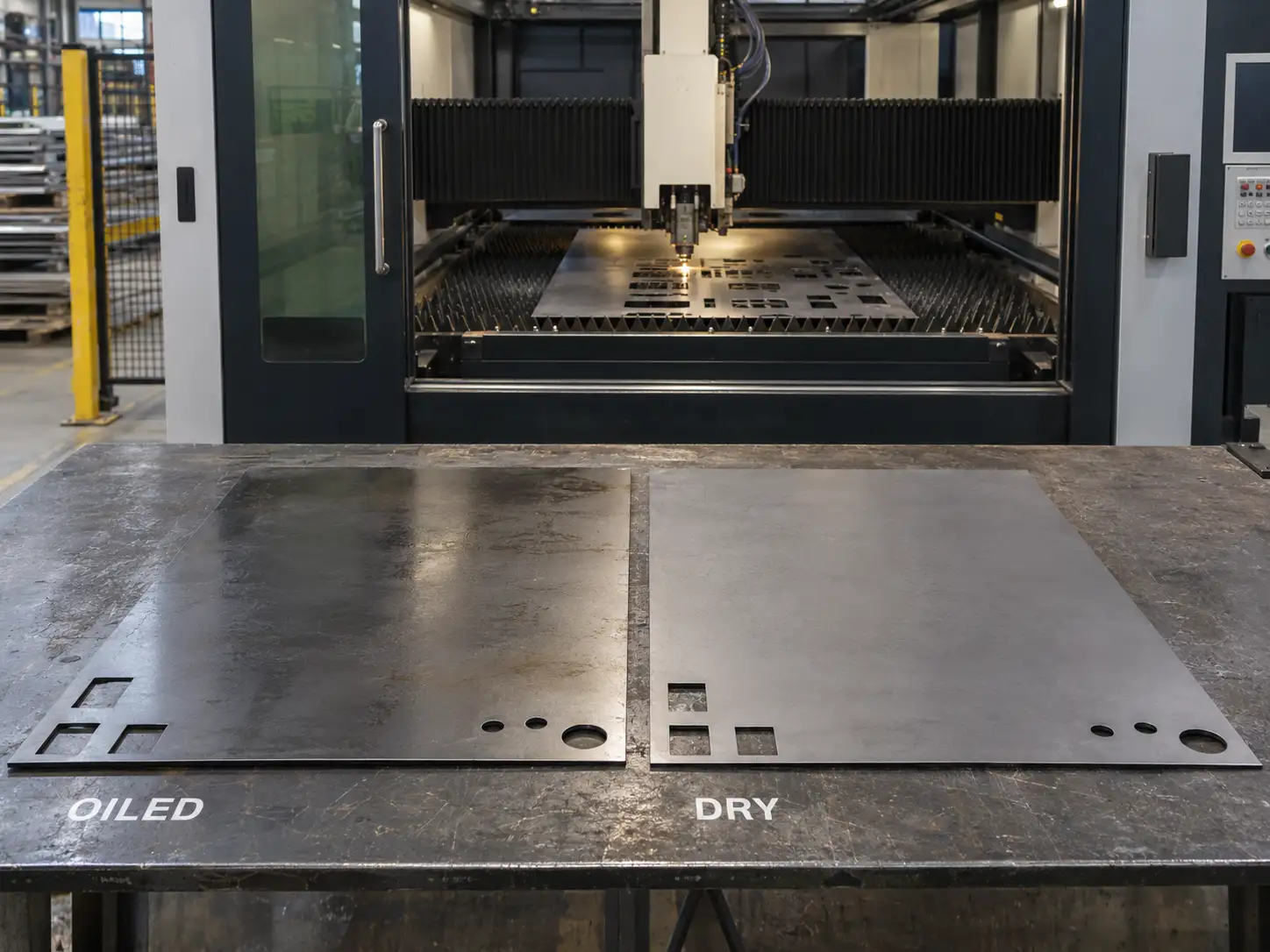 Oiled vs dry sheet metal comparison for laser cutting