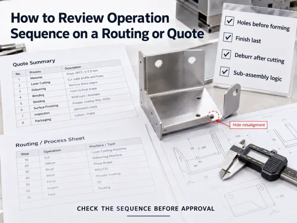 Operation sequence checklist for reviewing a manufacturing routing or quote