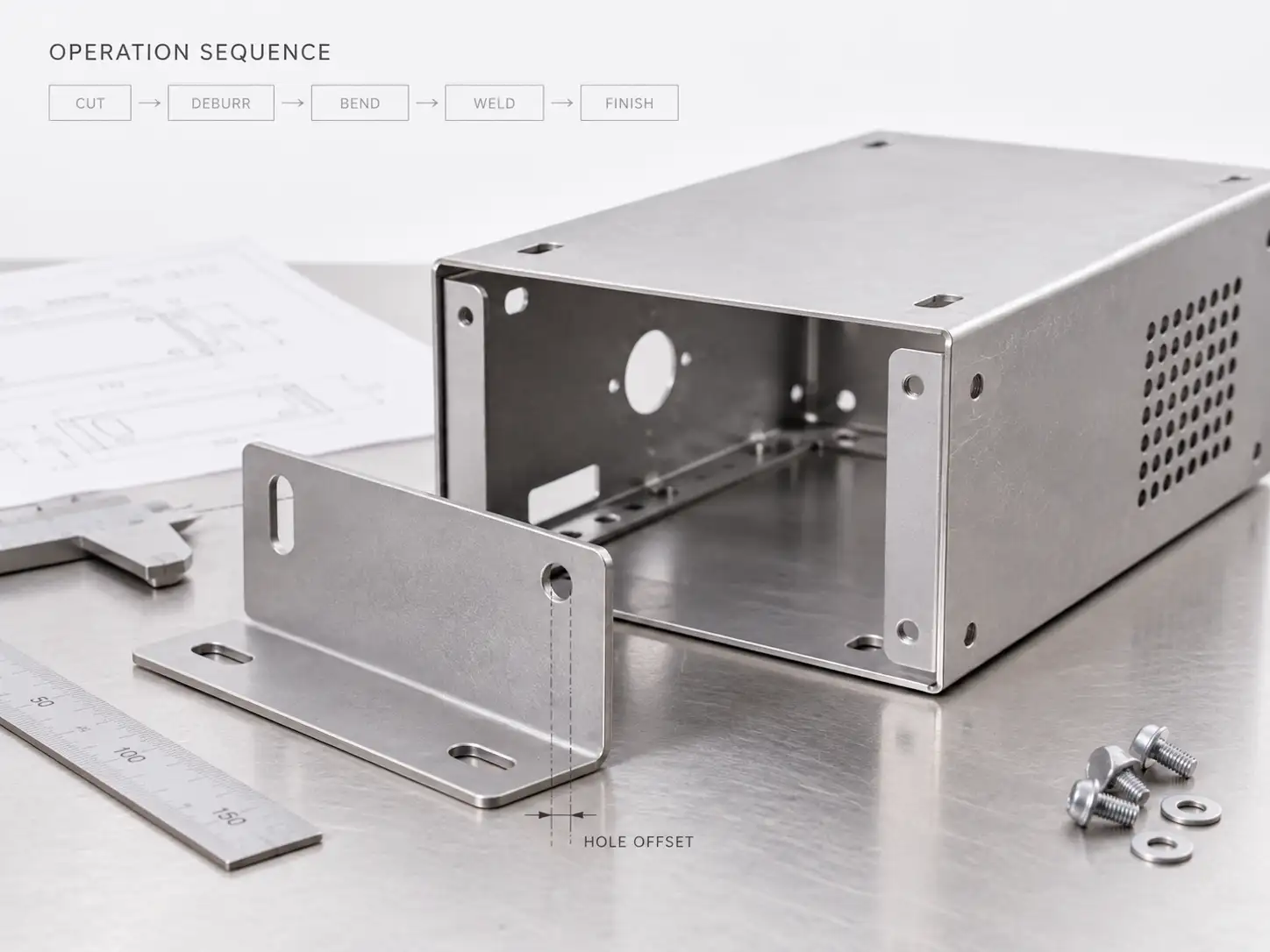 Sheet metal operation sequence affecting assembly accuracy