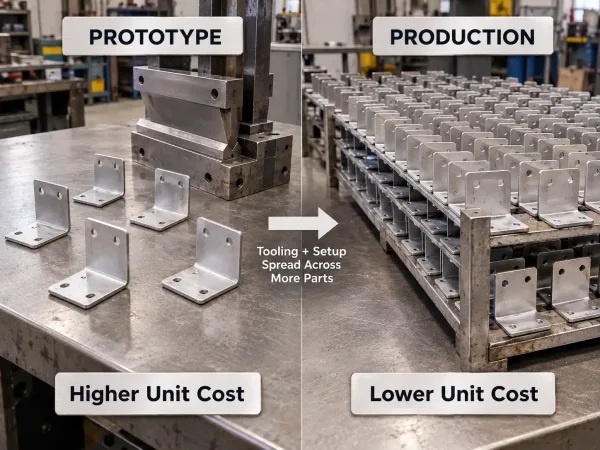 Prototype vs production total price in sheet metal manufacturing
