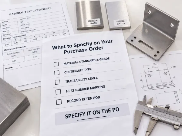 Material traceability requirements on a purchase order