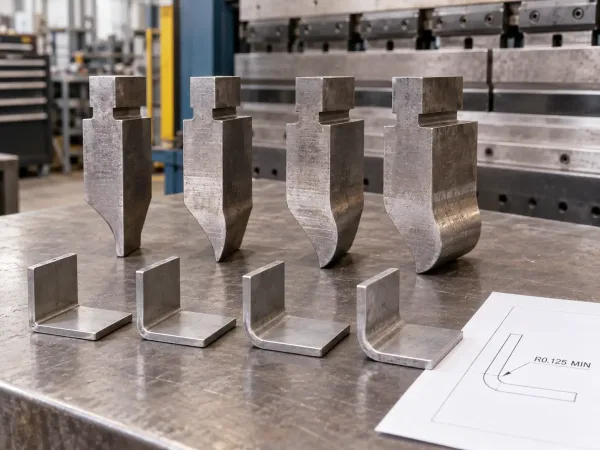 Standard press brake tooling used to determine sheet metal bend radius