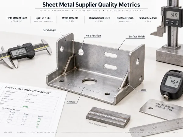 Sheet metal supplier quality metrics including PPM and Cpk