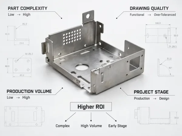 Sheet metal tolerance optimization ROI framework based on complexity volume drawing quality and project stage