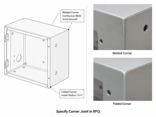 How to specify welded or folded corners on enclosure drawings