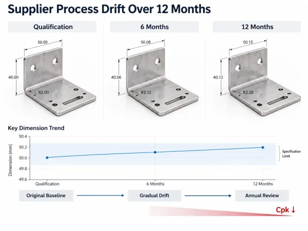 Supplier process drift detected through annual sheet metal review