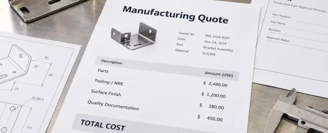 OEM fabrication quote with supplier quality documentation cost breakdown