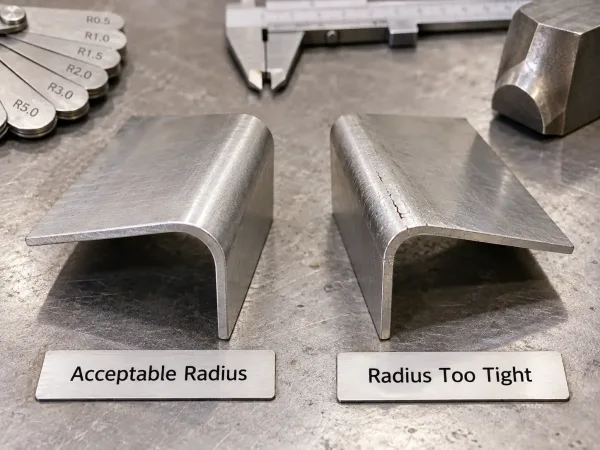 Tight sheet metal bend radius causing cracking and tooling challenges
