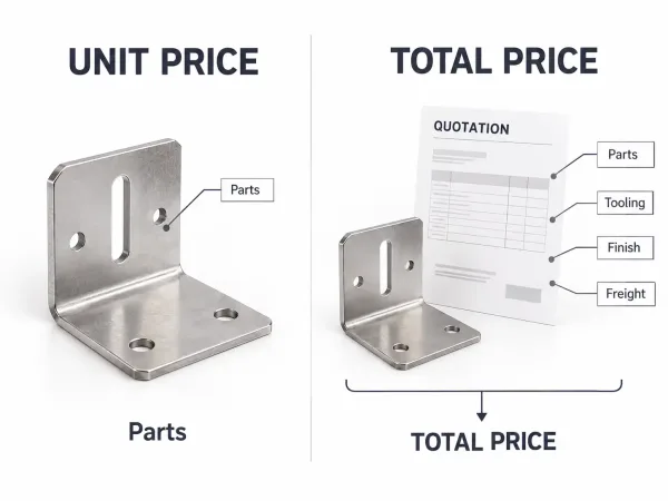 Total price vs unit price comparison on a manufacturing quote