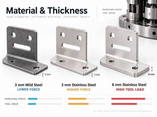 Material thickness and hardness effect on CNC turret punching cost