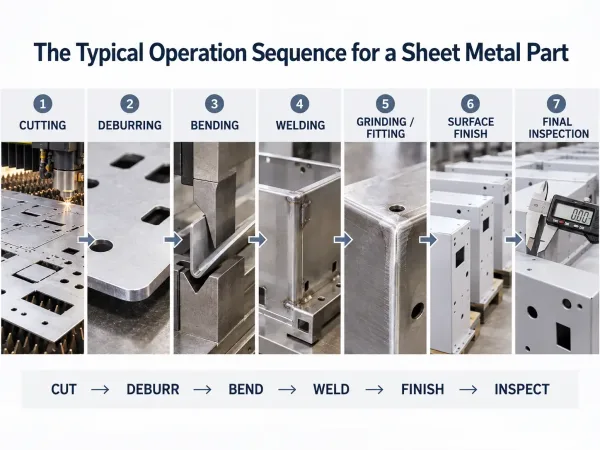 Typical operation sequence for sheet metal manufacturing