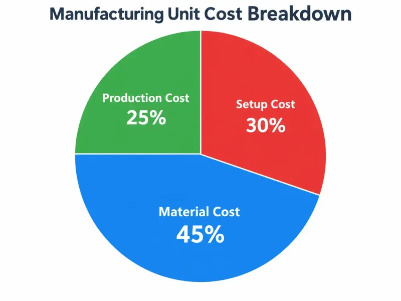 Pie chart showing typical cost breakdown of unit price in manufacturing