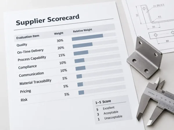 Weighted sheet metal supplier evaluation matrix